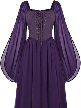 Scarlet Darkness Renaissance Dress Women Medieval Witch Costume  Sleeve Long M